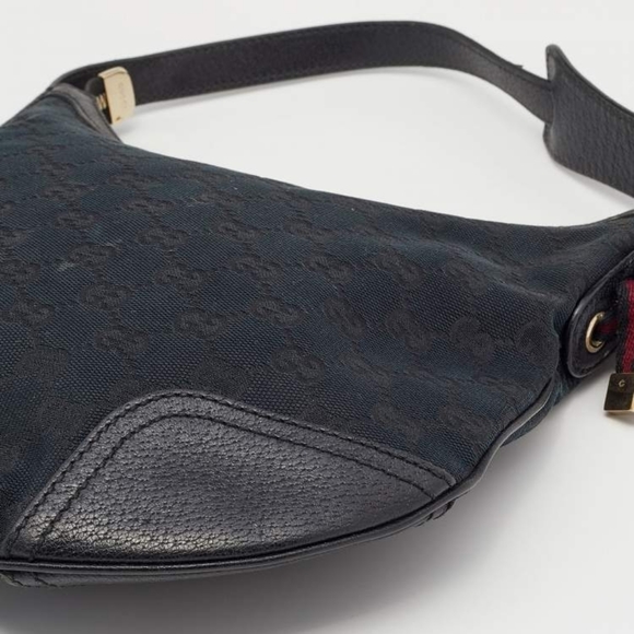 Authentic Gucci Black GG Canvas and Leather Small Princy Hobo - Picture 9 of 13